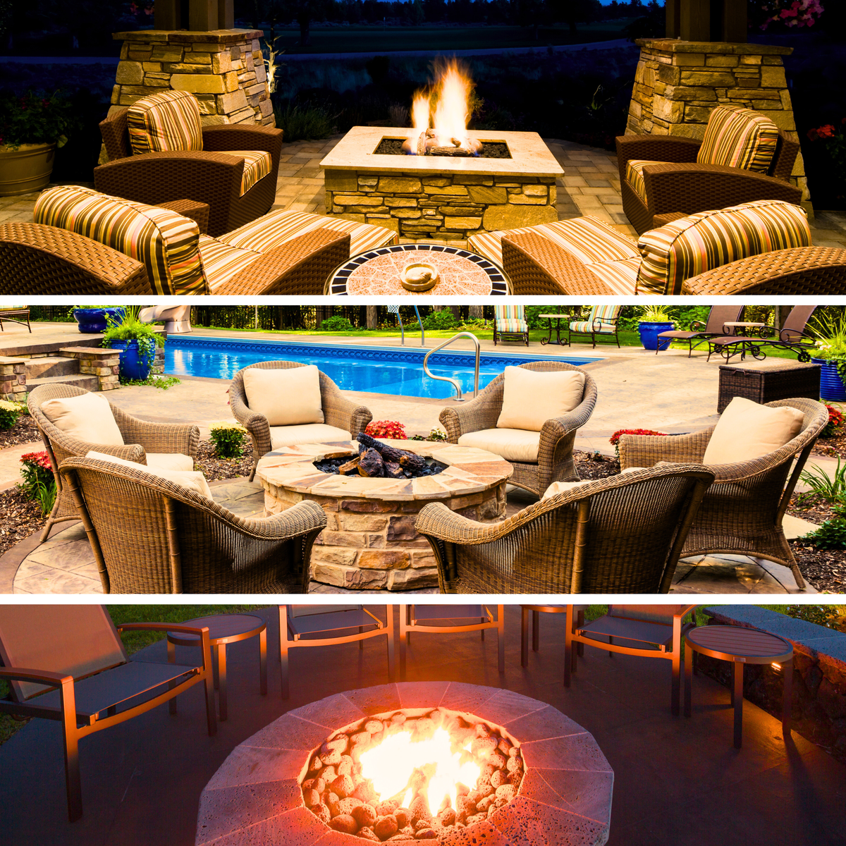 Custom Stone Fire Pits With Seating