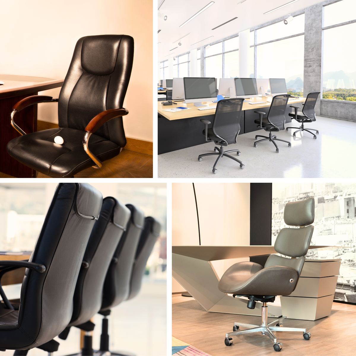 Four different ergonomic office chairs