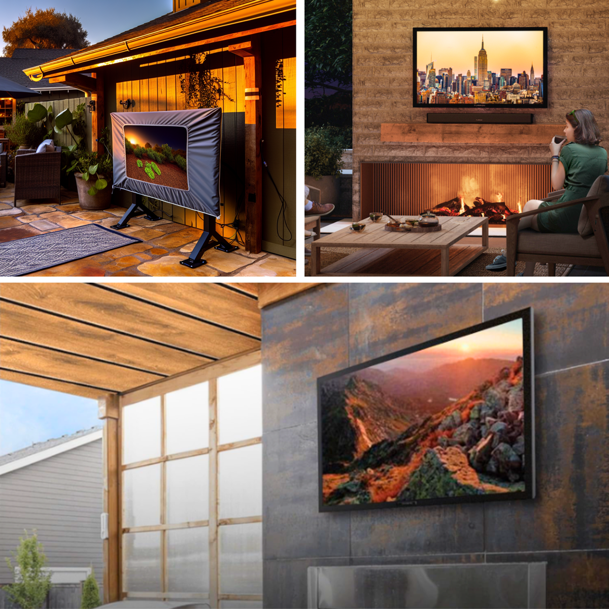 Expensive Outdoor TV Set ups in patio and back yard.