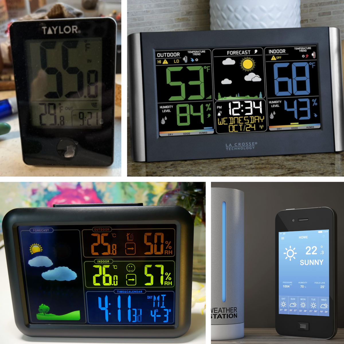Weather stations with complex outputs and a simple indoor outdoor thermometer
